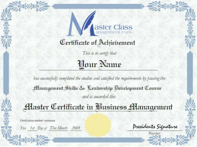 Master Certifcate in Business Management