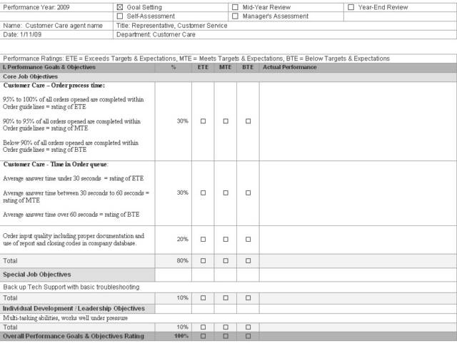 Examples Of Employee Performance Evaluation Goals  Employee 