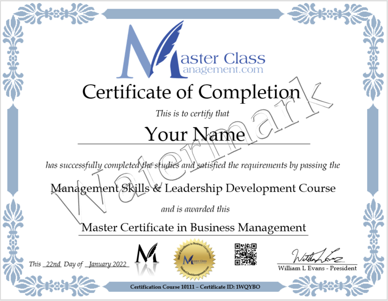 Master Certificate in Business Management