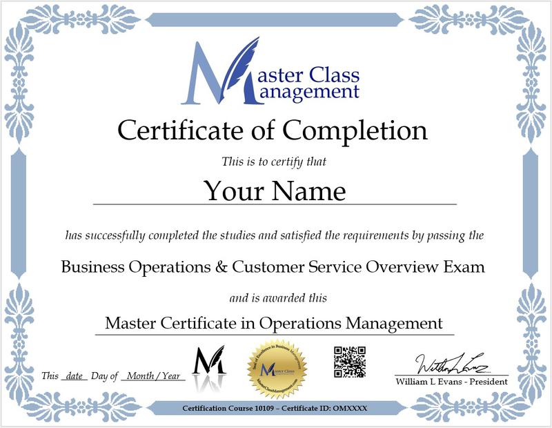 Master Certificate in Operations Management