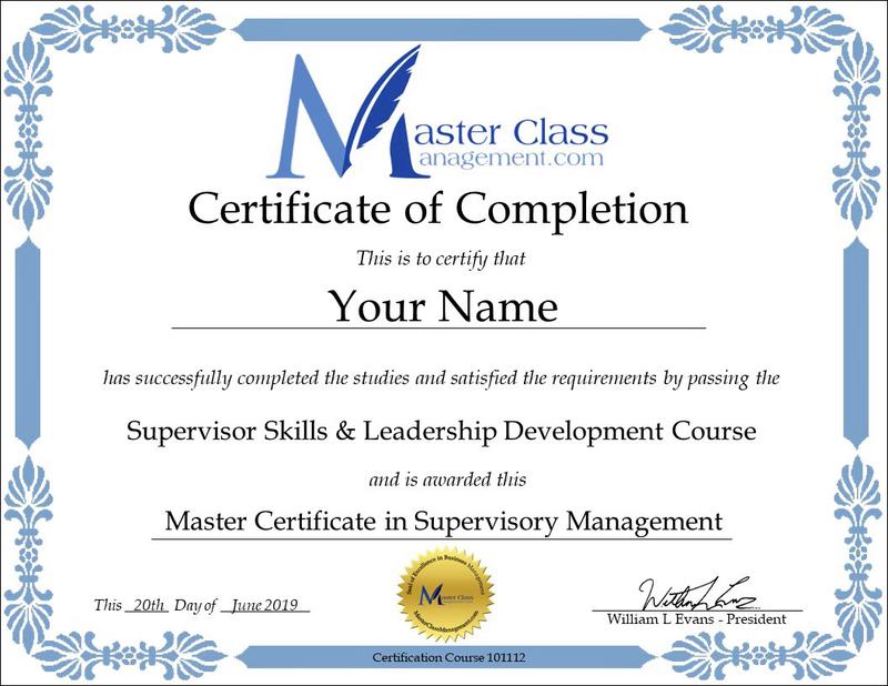 Business Management Certification Course Certificate of Completion